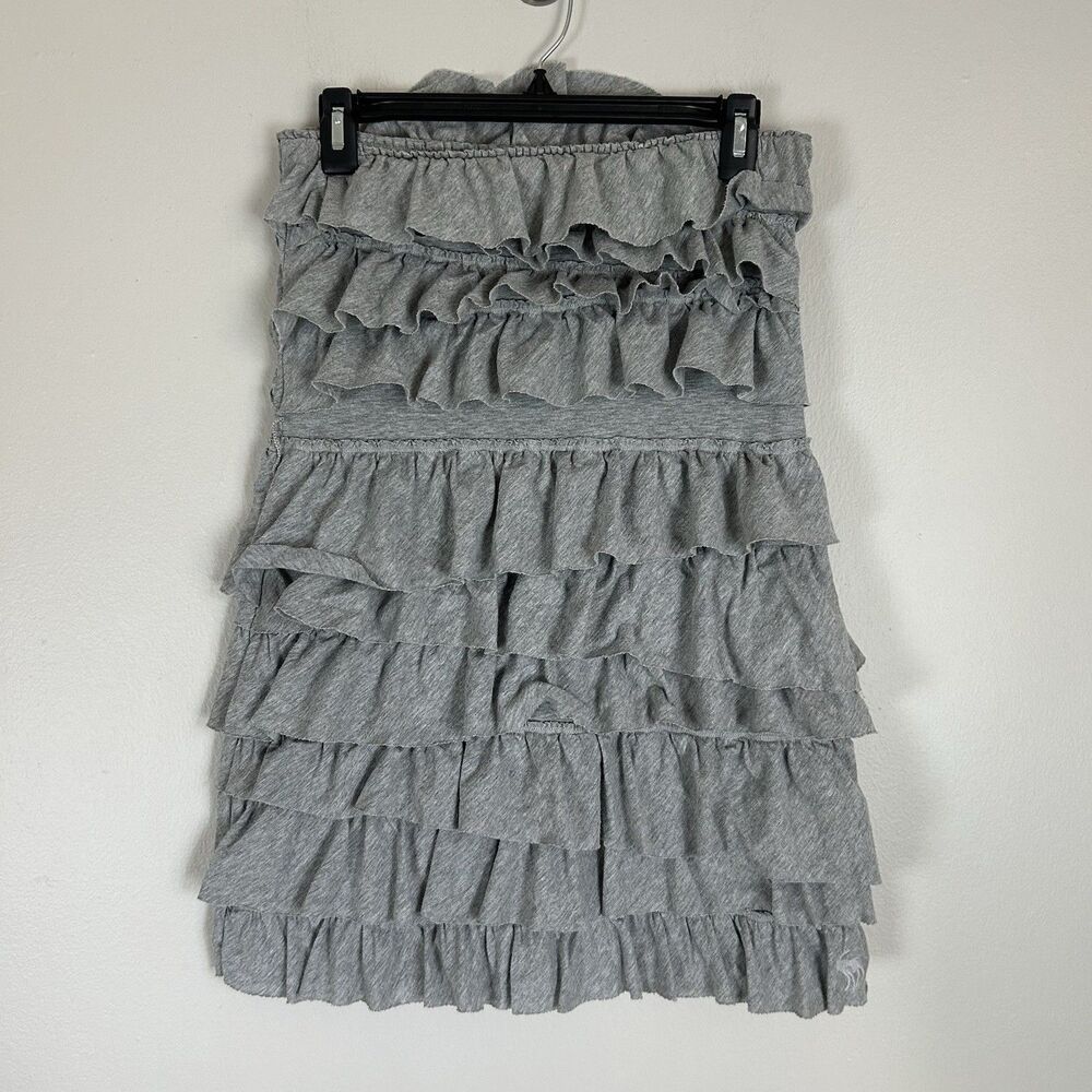 Abercrombie & Fitch S Ruffle Tiered Mini Dress Y2K Tube Strapless Bandage sheath